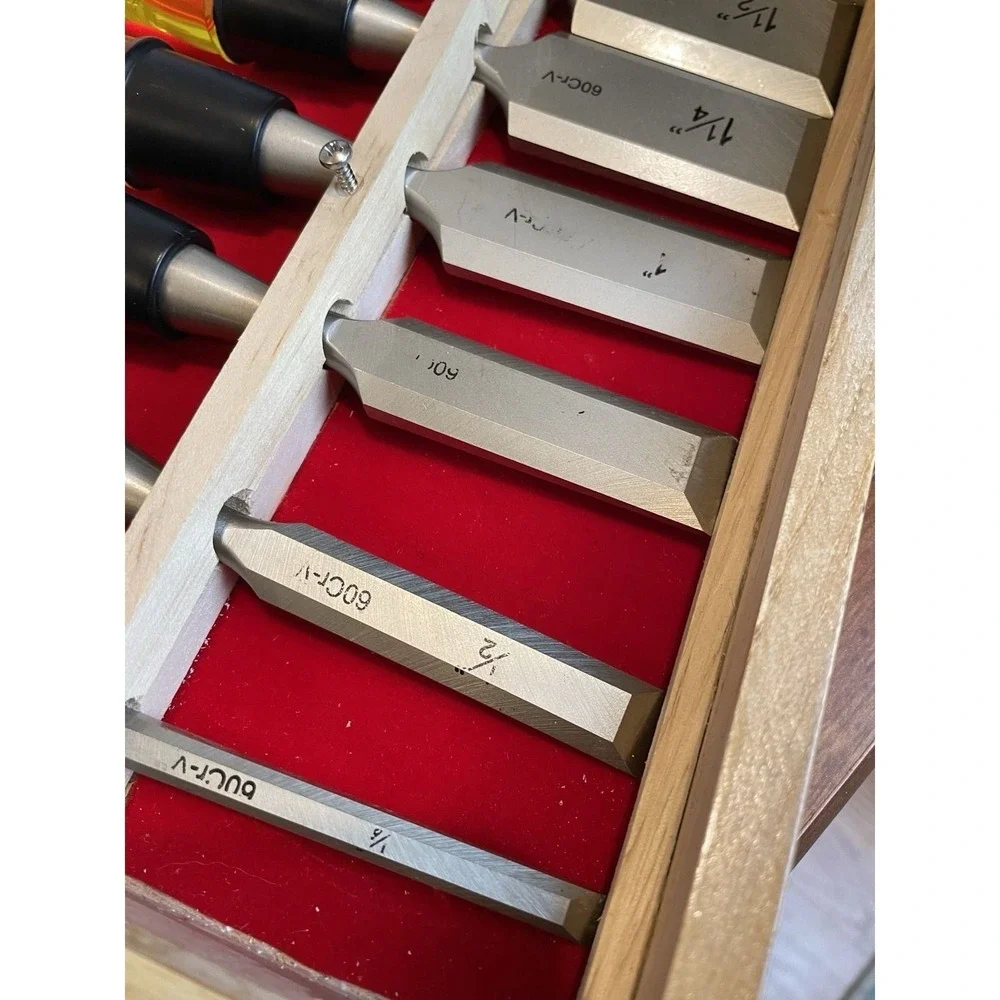 Alltrade Six Piece Chrome Vanadium Steel Wood Chisel Set And Case W/ Foam Insert